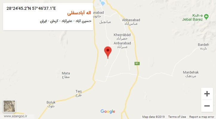 روستای اله آبادسفلی بر روی نقشه