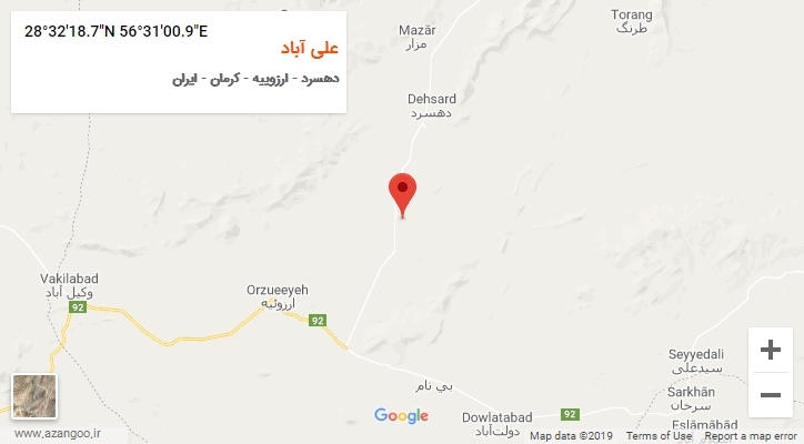 روستای علی آباد بر روی نقشه