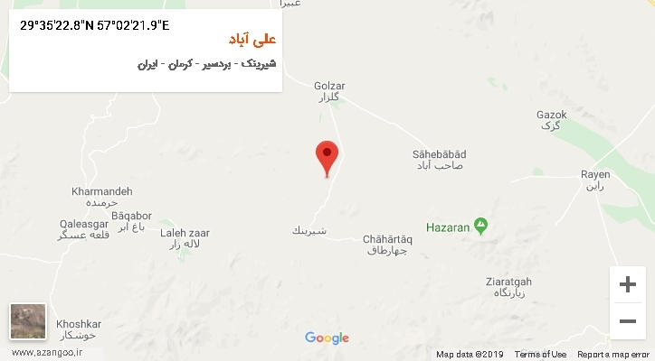روستای علی آباد بر روی نقشه