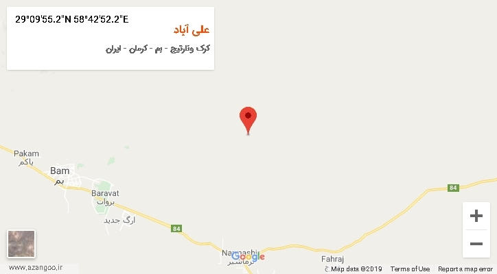 روستای علی آباد بر روی نقشه