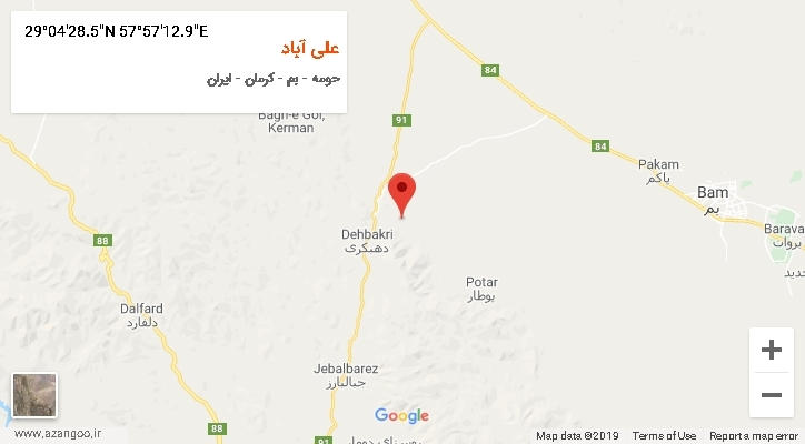 روستای علی آباد بر روی نقشه