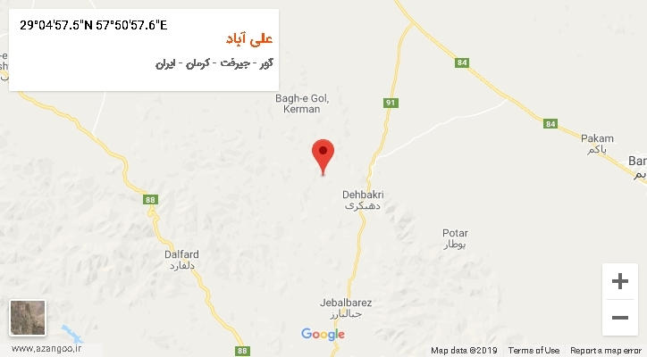 روستای علی آباد بر روی نقشه