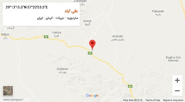 روستای علی آباد بر روی نقشه