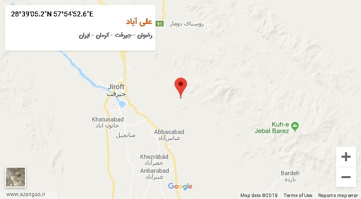 روستای علی آباد بر روی نقشه