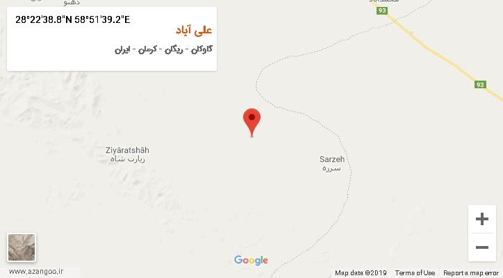 روستای علی آباد بر روی نقشه