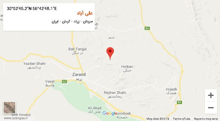 روستای علی آباد بر روی نقشه