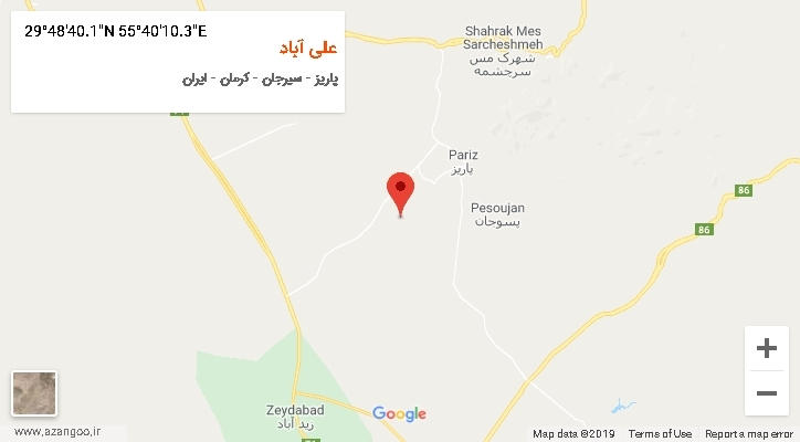 روستای علی آباد بر روی نقشه
