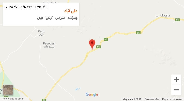 روستای علی آباد بر روی نقشه