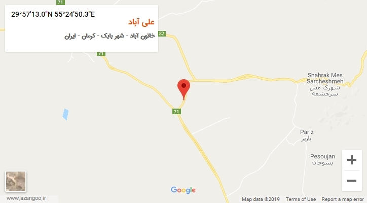روستای علی آباد بر روی نقشه