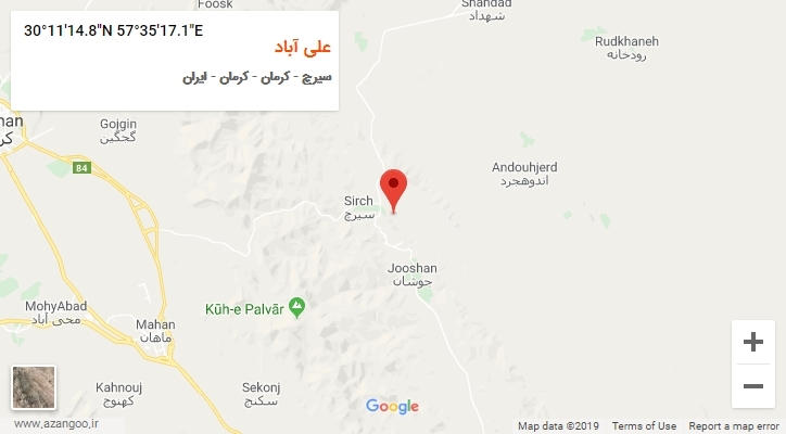 روستای علی آباد بر روی نقشه