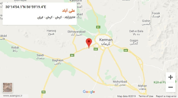 روستای علی آباد بر روی نقشه