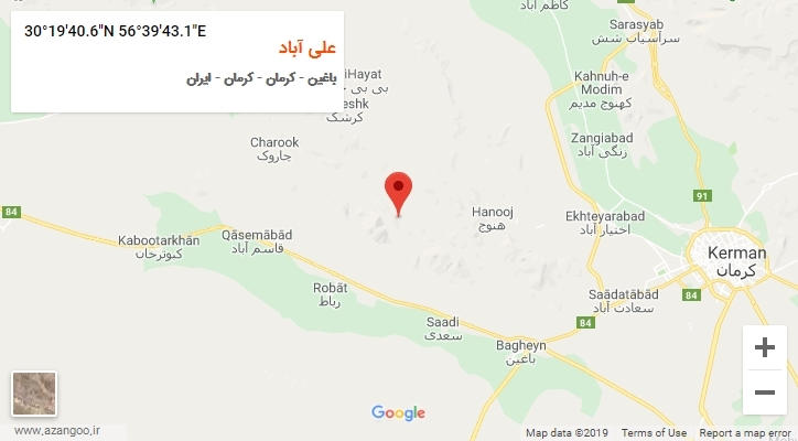 روستای علی آباد بر روی نقشه