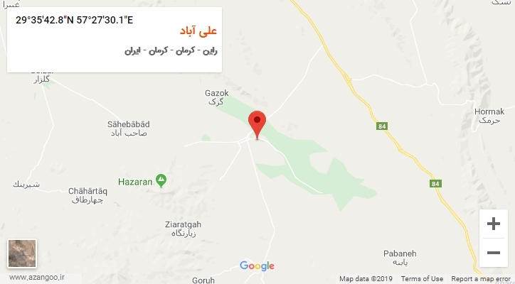 روستای علی آباد بر روی نقشه