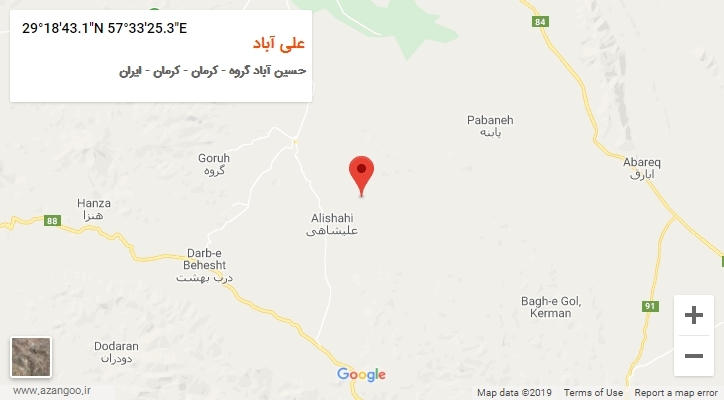 روستای علی آباد بر روی نقشه