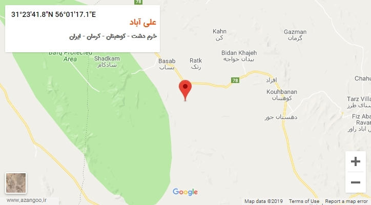 روستای علی آباد بر روی نقشه