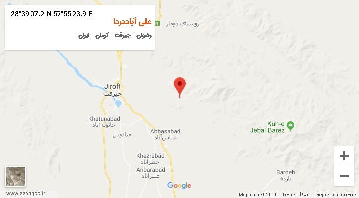 روستای علی آباددردا بر روی نقشه