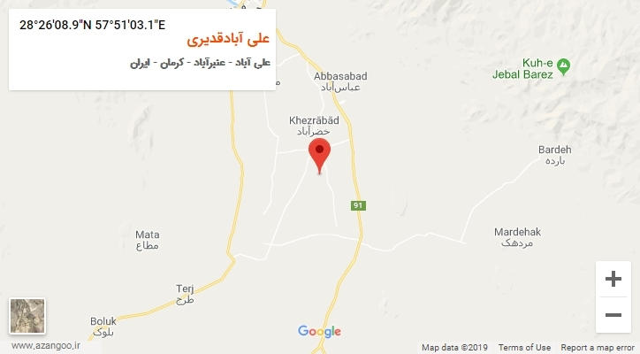 روستای علی آبادقدیری بر روی نقشه