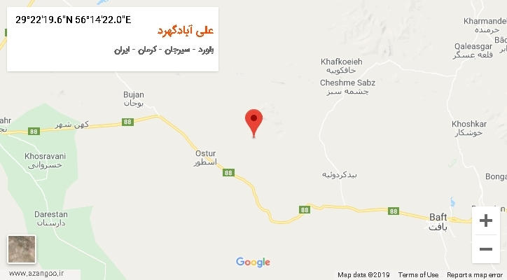 روستای علی آبادگهرد بر روی نقشه