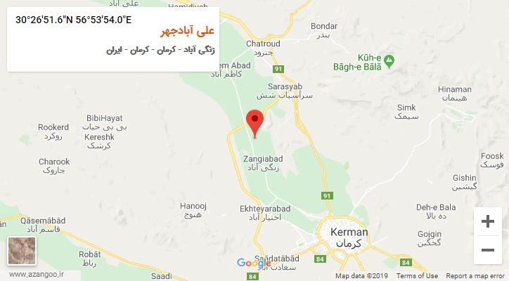 روستای علی آبادجهر بر روی نقشه