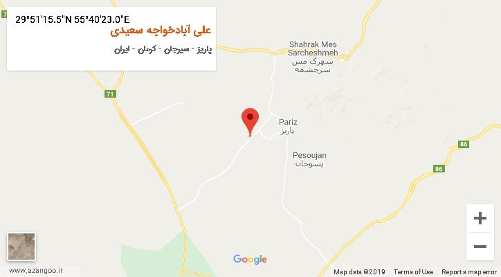 روستای علی آبادخواجه سعیدی بر روی نقشه