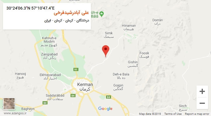 روستای علی آبادرشیدفرخی بر روی نقشه