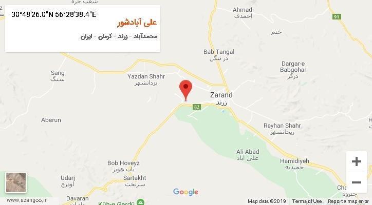 روستای علی آبادشور بر روی نقشه