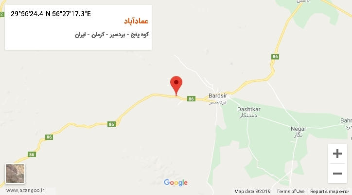 روستای عمادآباد بر روی نقشه