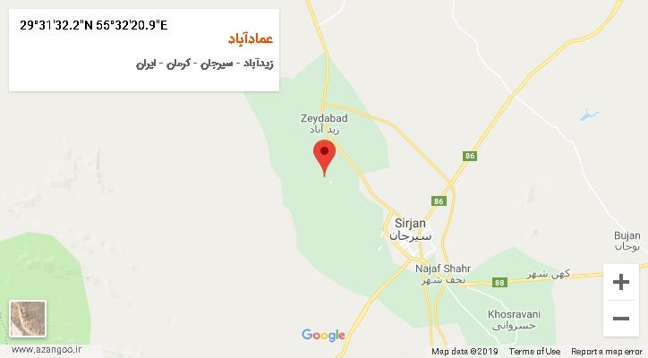 روستای عمادآباد بر روی نقشه