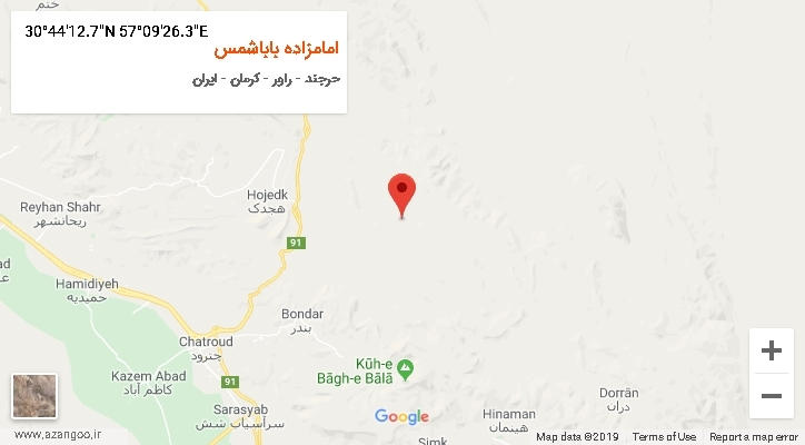 روستای امامزاده باباشمس بر روی نقشه