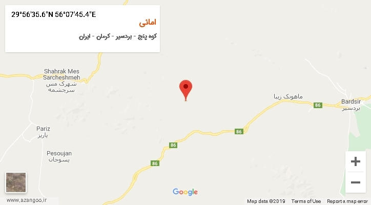 روستای امانی بر روی نقشه