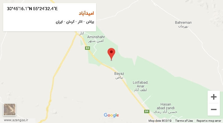 روستای امیدآباد بر روی نقشه
