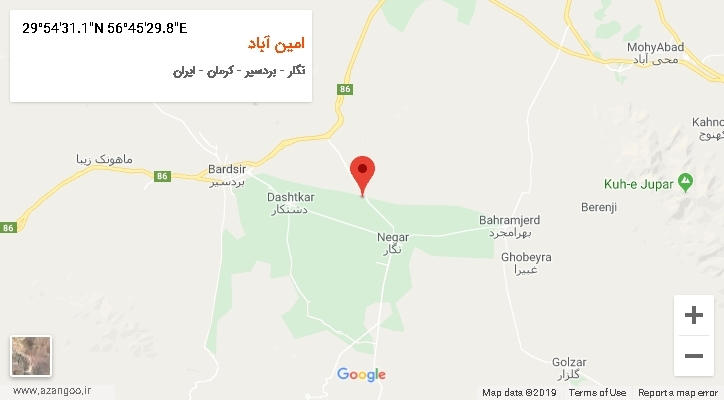 روستای امین آباد بر روی نقشه