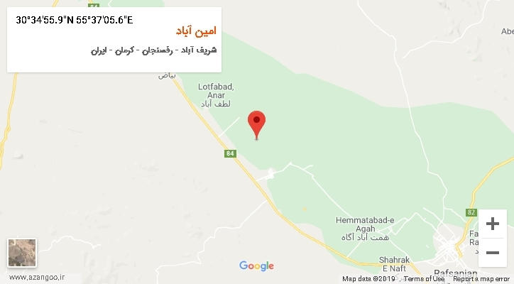 روستای امین آباد بر روی نقشه