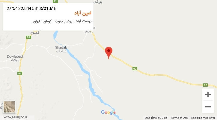 روستای امین آباد بر روی نقشه