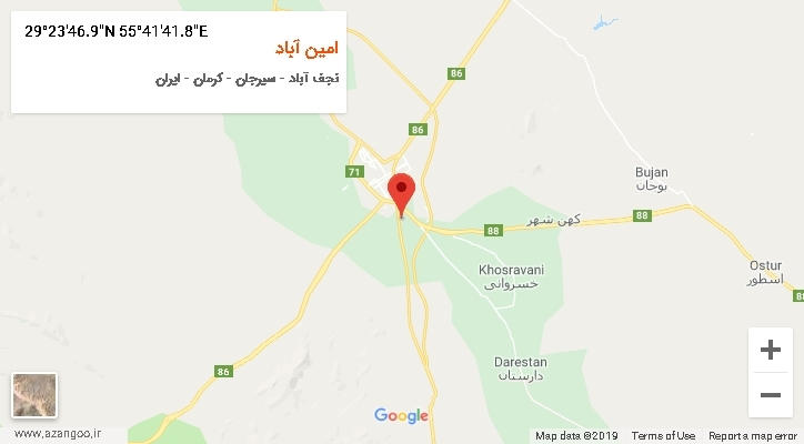 روستای امین آباد بر روی نقشه