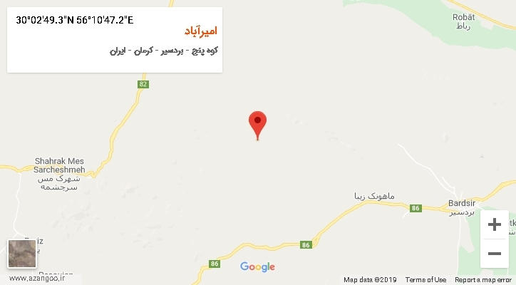 روستای امیرآباد بر روی نقشه
