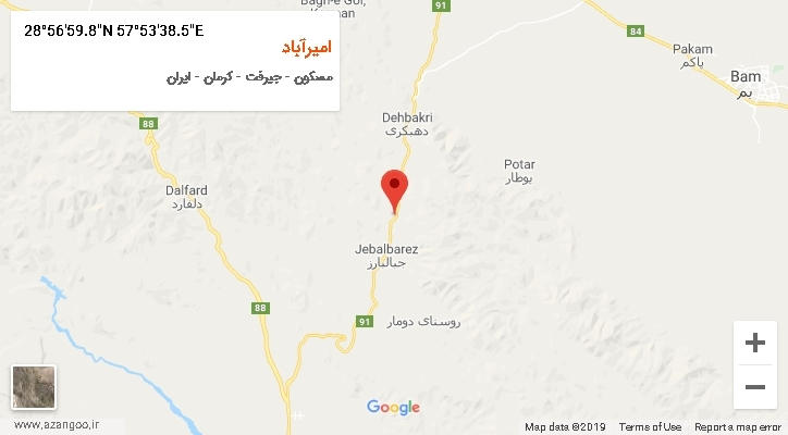 روستای امیرآباد بر روی نقشه