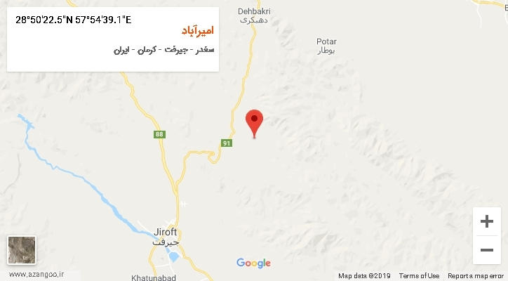 روستای امیرآباد بر روی نقشه