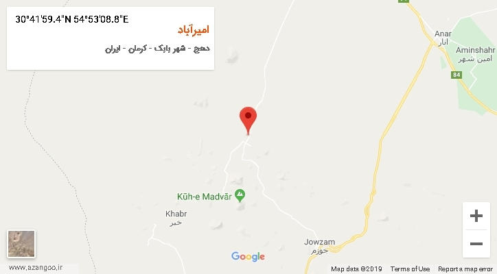 روستای امیرآباد بر روی نقشه