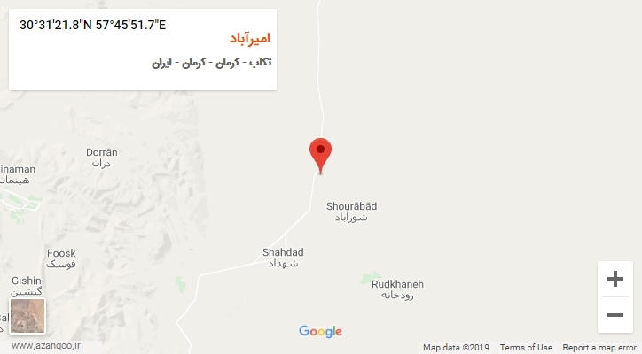 روستای امیرآباد بر روی نقشه