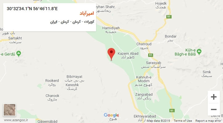 روستای امیرآباد بر روی نقشه