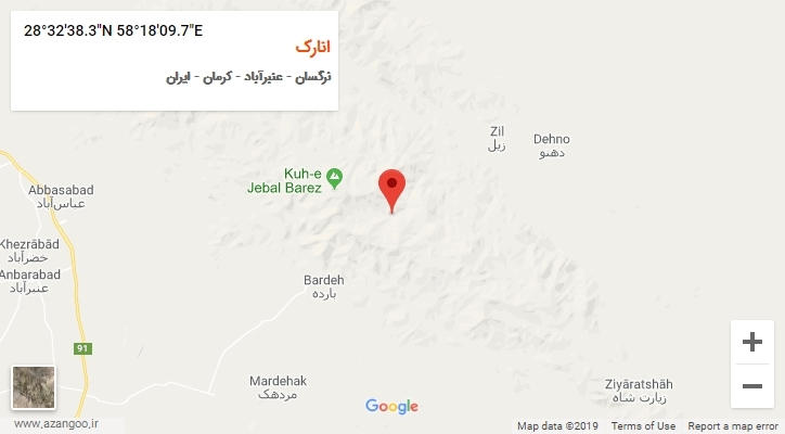 روستای انارک بر روی نقشه