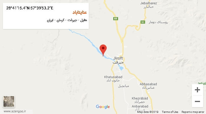 روستای عنایتاباد بر روی نقشه