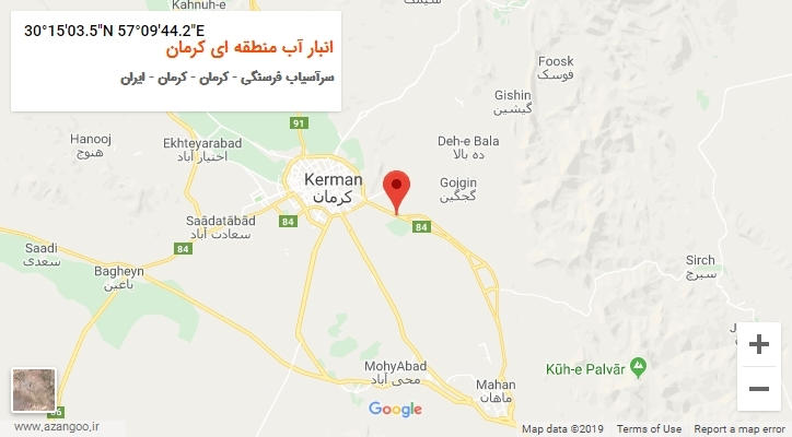 روستای انبار آب منطقه ای کرمان بر روی نقشه