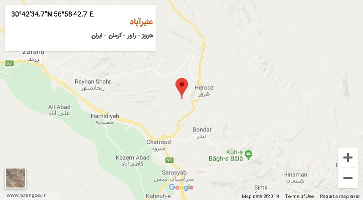 روستای عنبرآباد بر روی نقشه