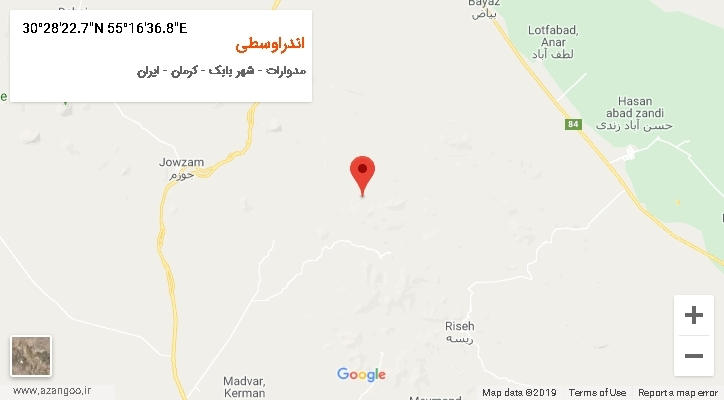 روستای اندراوسطی بر روی نقشه