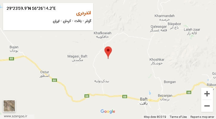 روستای اندردری بر روی نقشه
