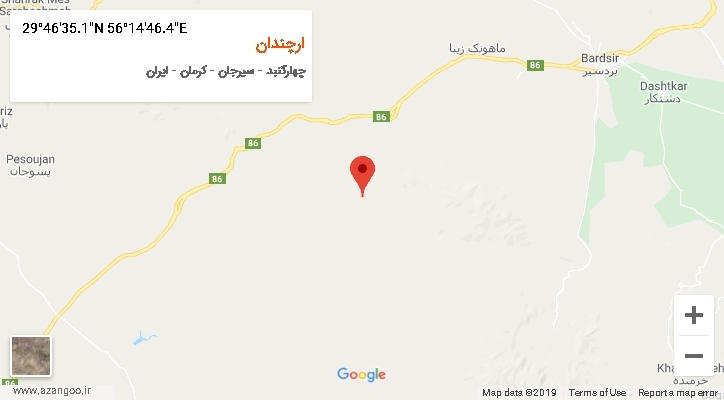 روستای ارچندان بر روی نقشه