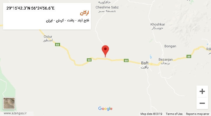 روستای ارکان بر روی نقشه