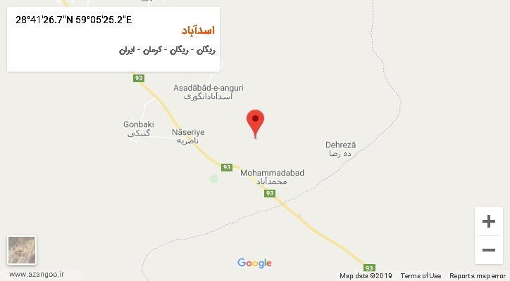 روستای اسدآباد بر روی نقشه